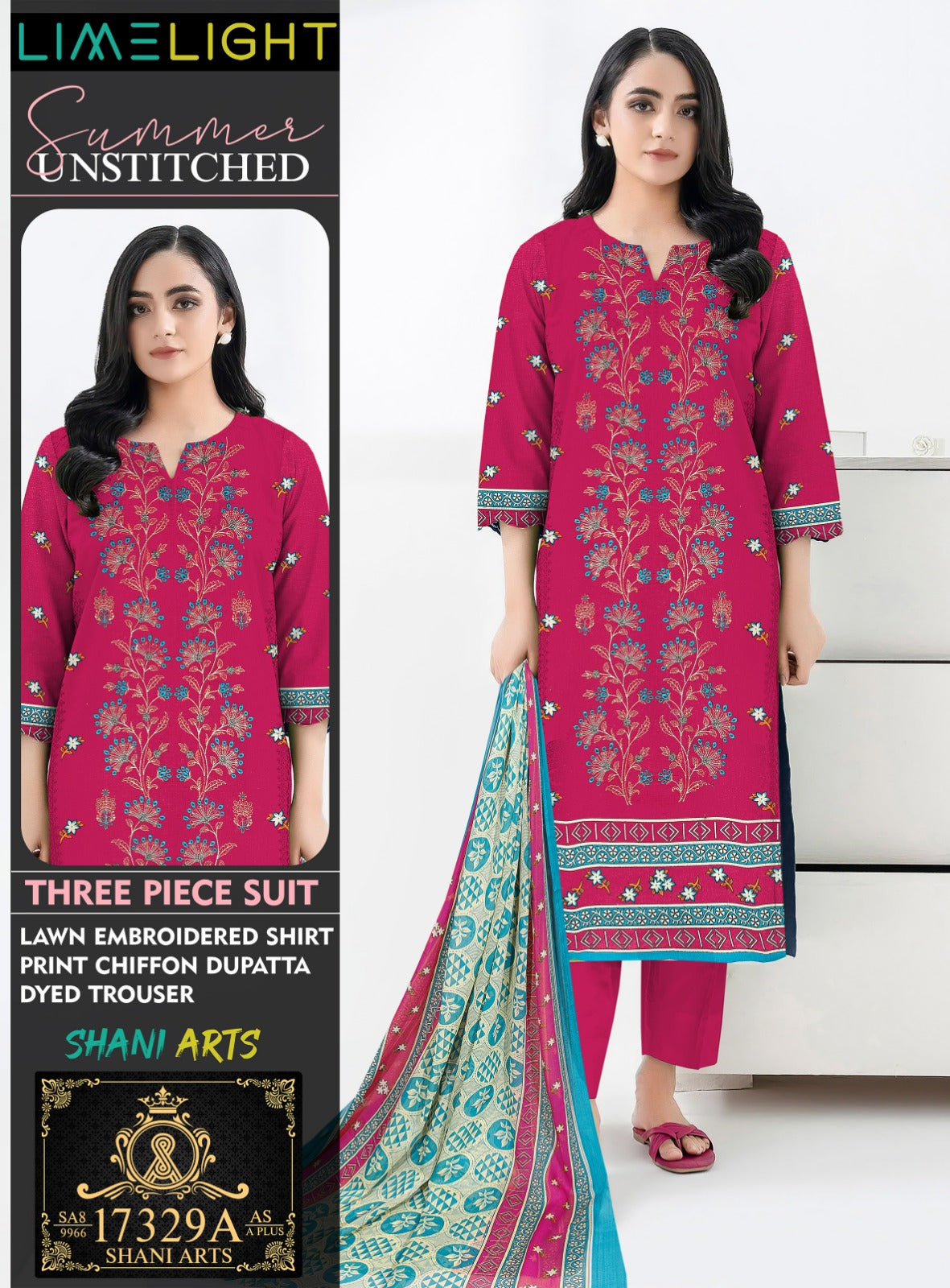 3 Piece Lawn Suit-Embroidered (Unstitched)