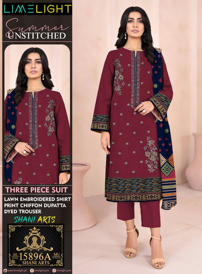 3 Piece Lawn Suit-Embroidered (Unstitched)