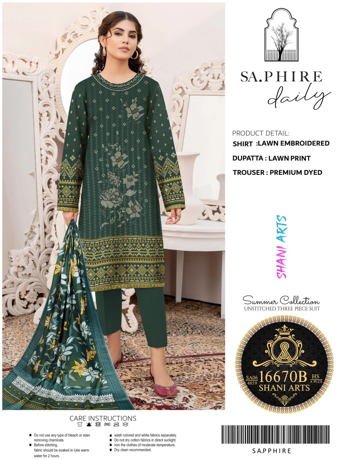 3 Piece - qalamkar  Lawn Suit